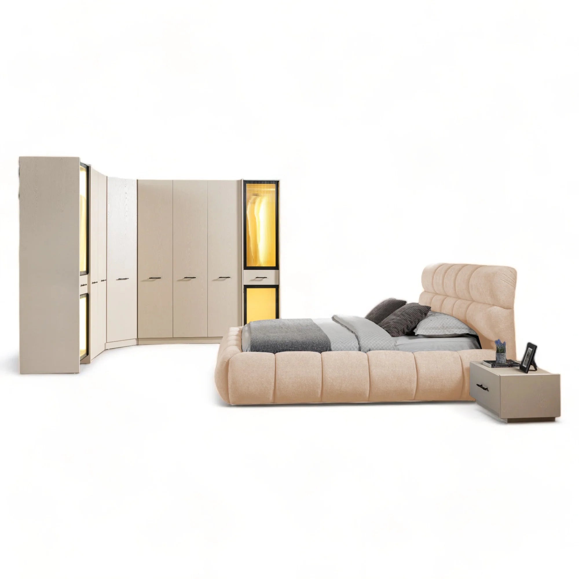 Sunny Boxspringbett Schlafzimmer Set Eckschrank