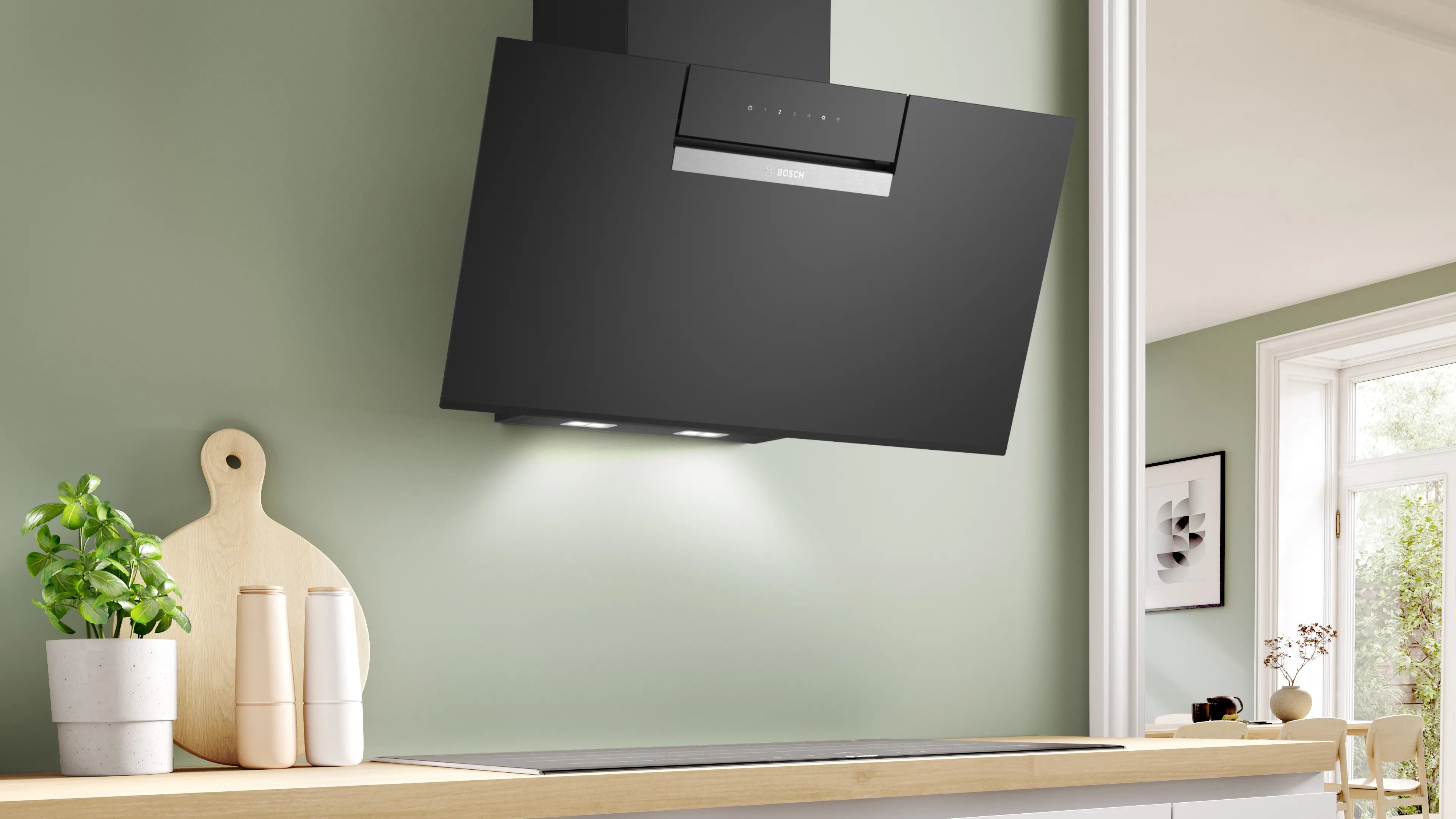 Bosch DWK87FN60 Serie 4 Wandhaube 80 cm Klarglas schwarz bedruckt